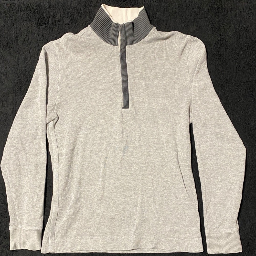 HUGO BOSS Men's Regular Fit Gray Quarter Zip Long‎ Sleeve Sweater Pullover